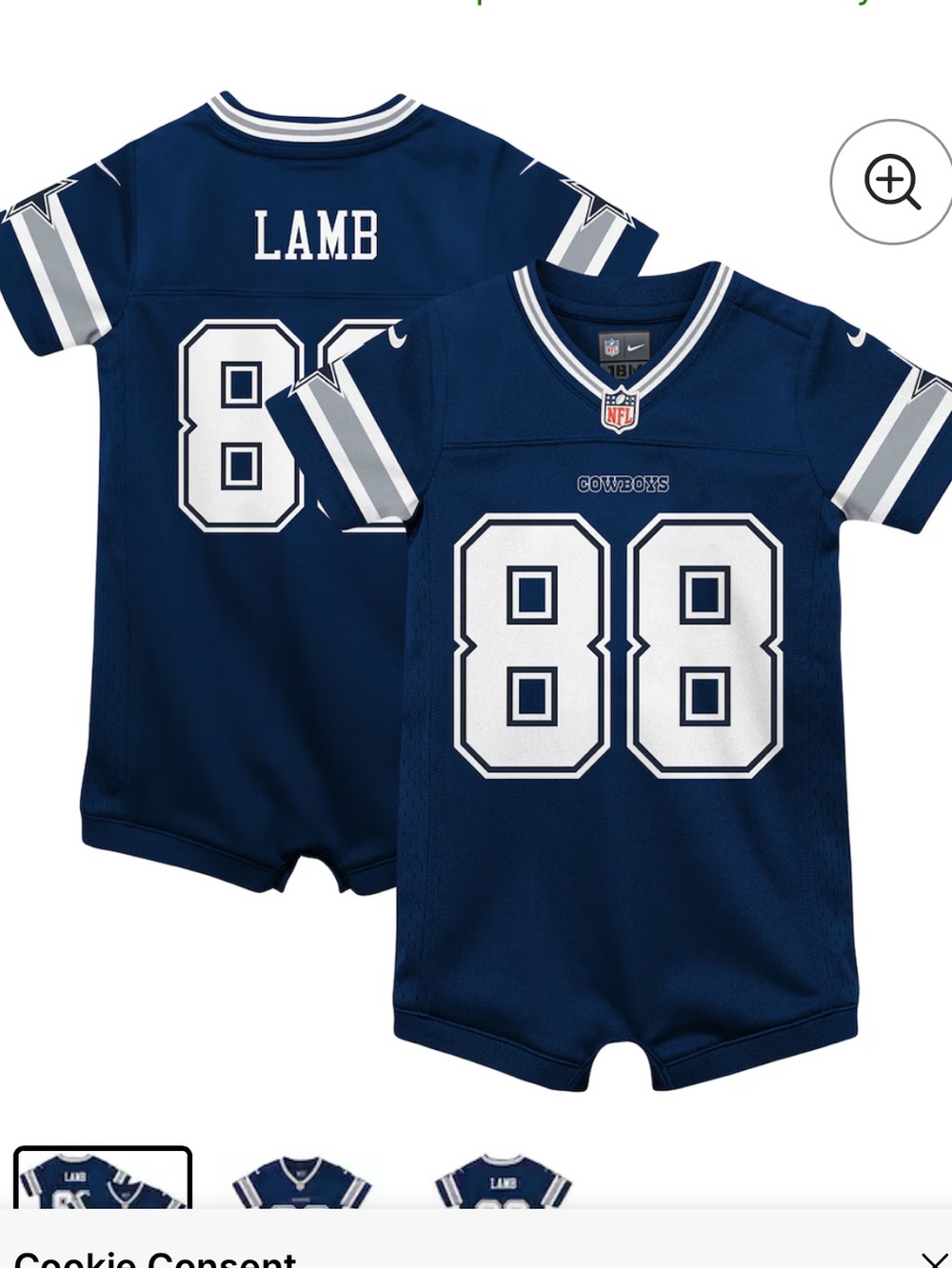 Nike NFL Dallas Cowboys Lamb Baby Onesie Jersey size 3-6 months